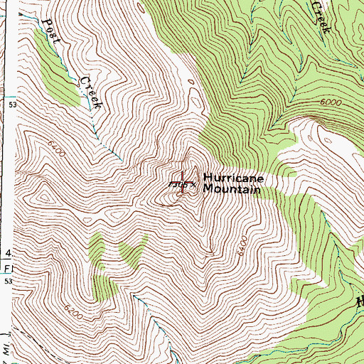 Topographic Map of Hurricane Mountain, MT