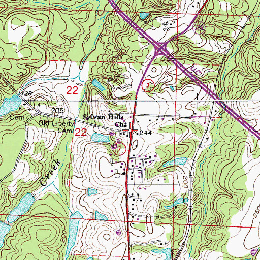 Topographic Map of Sylvan Hills Baptist Church, AR