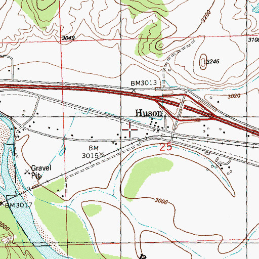 Topographic Map of Huson, MT