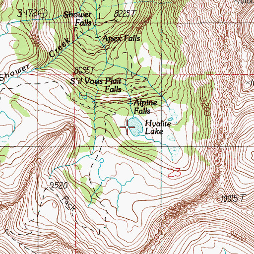 Topographic Map of Hyalite Lake, MT