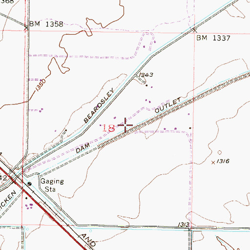 Topographic Map of McMicken Dam Outlet Channel, AZ