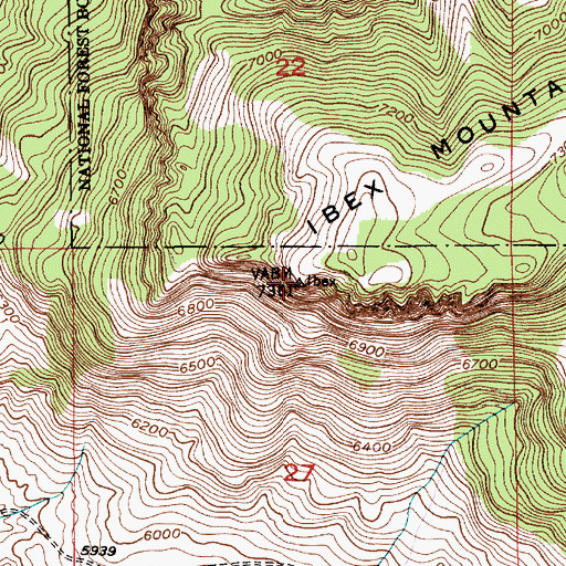 Topographic Map of Ibex Mountain, MT