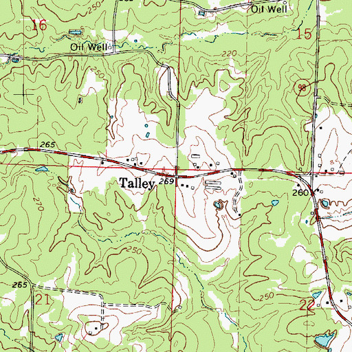 Topographic Map of Talley, AR