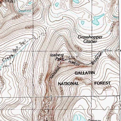 Topographic Map of Iceberg Peak, MT