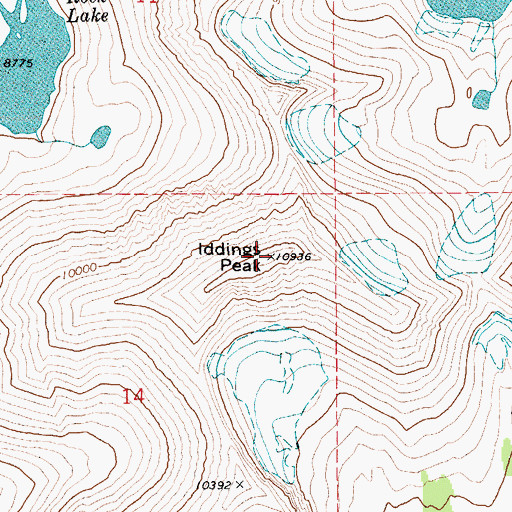 Topographic Map of Iddings Peak, MT