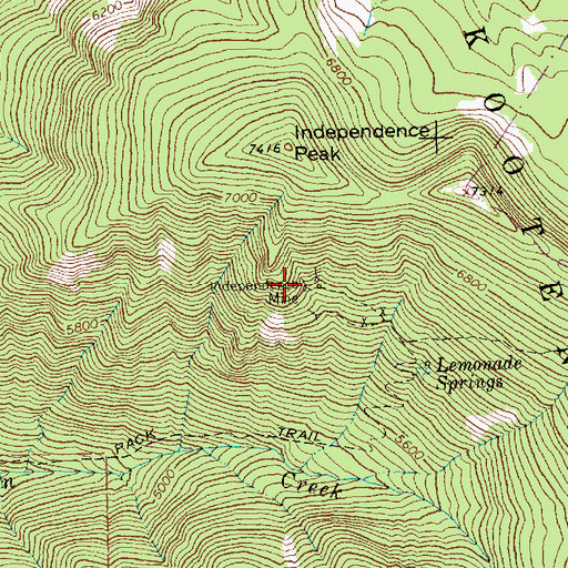 Topographic Map of Independence Mine, MT