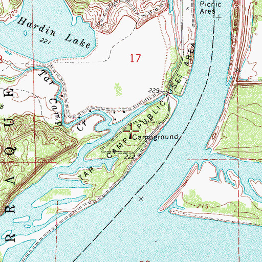 Topographic Map of Tar Camp Public Use Area, AR