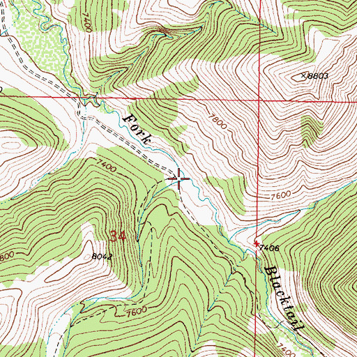 Topographic Map of Indian Creek, MT
