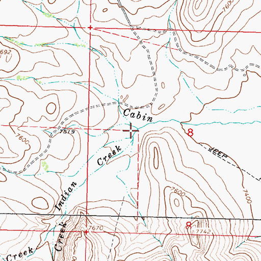 Topographic Map of Indian Creek, MT