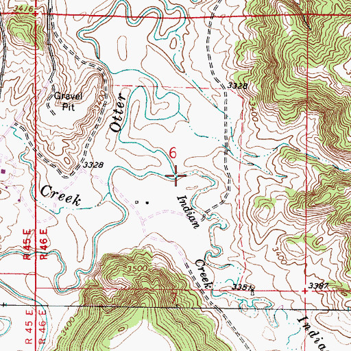 Topographic Map of Indian Creek, MT
