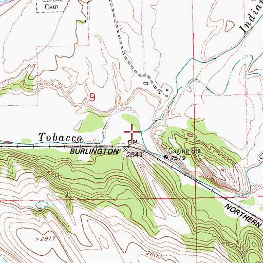 Topographic Map of Indian Creek, MT