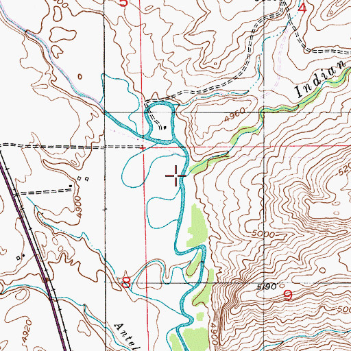 Topographic Map of Indian Creek, MT
