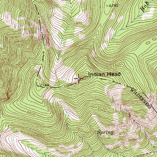 Topographic Map of Indian Head, MT