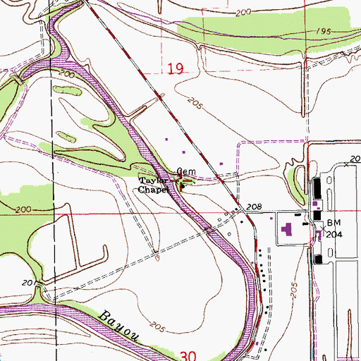 Topographic Map of Taylor Chapel, AR