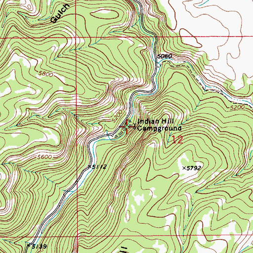 Topographic Map of Indian Hill Campground, MT