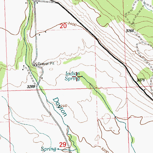 Topographic Map of Indian Spring, MT