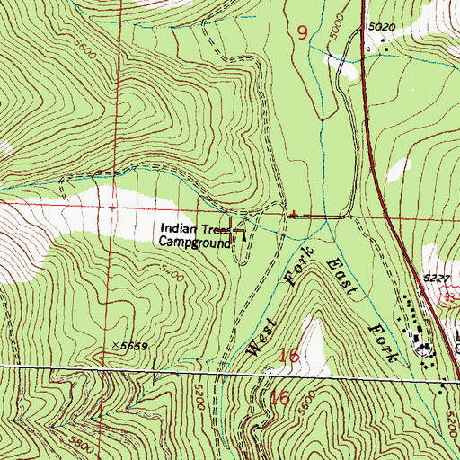 Topographic Map of Indian Trees Campground, MT