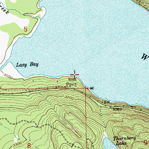 Topographic Map of Inez Point, MT
