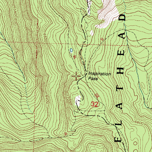 Topographic Map of Inspiration Pass, MT
