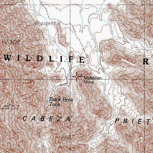 Topographic Map of McMillan Mine, AZ