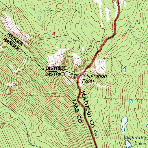 Topographic Map of Inspiration Point, MT