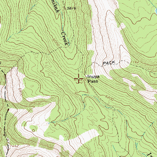 Topographic Map of Inuya Pass, MT