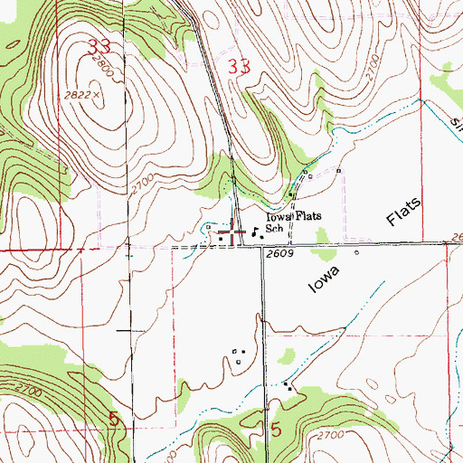 Topographic Map of Iowa Flats School (historical), MT