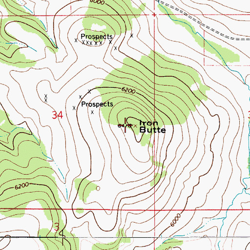 Topographic Map of Iron Butte, MT