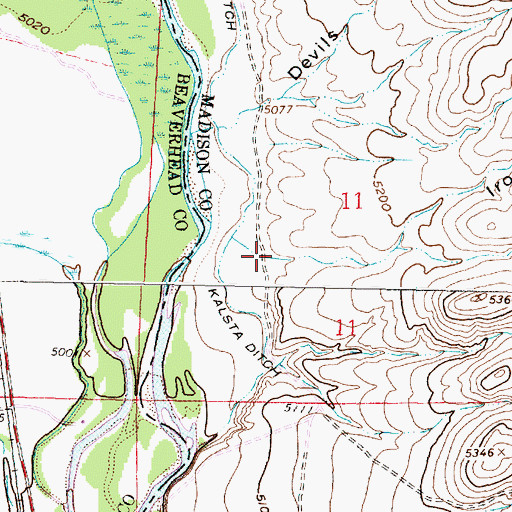 Topographic Map of Iron Canyon, MT