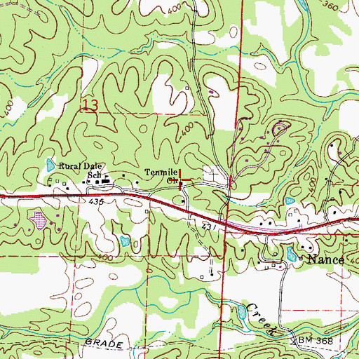 Topographic Map of Ten Mile Missionary Baptist Church, AR