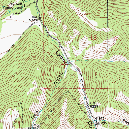 Topographic Map of Iron Gulch, MT