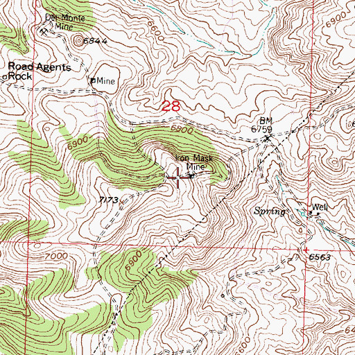 Topographic Map of Iron Mask Mine, MT