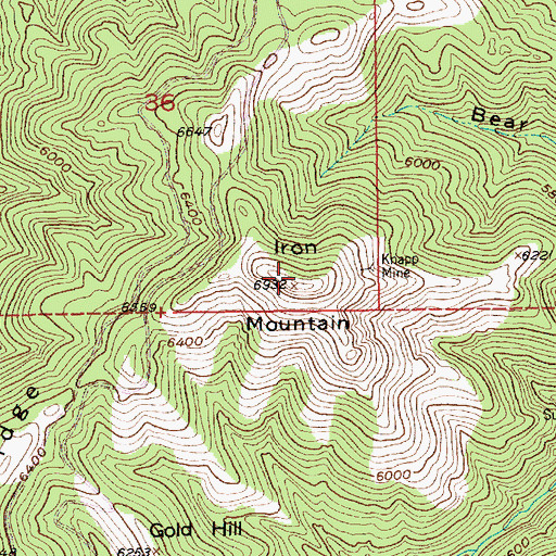 Topographic Map of Iron Mountain, MT