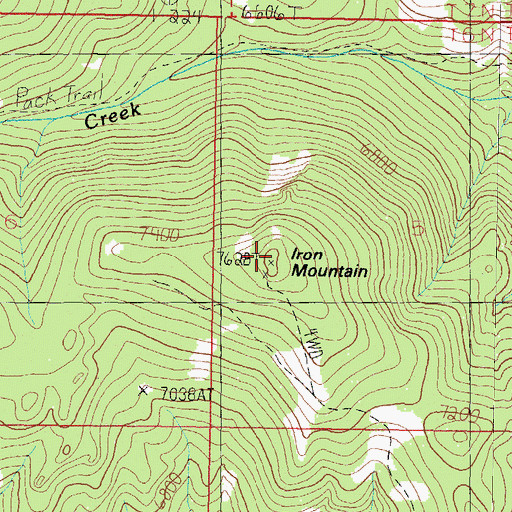 Topographic Map of Iron Mountain, MT