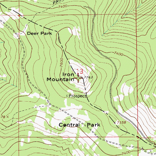 Topographic Map of Iron Mountain, MT