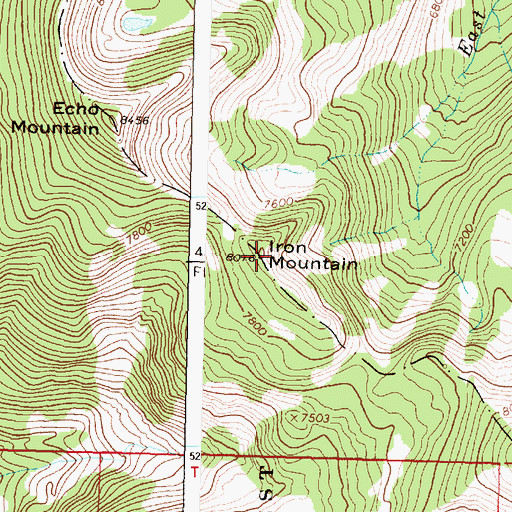 Topographic Map of Iron Mountain, MT