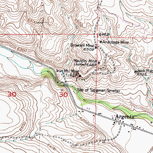 Topographic Map of Iron Mountain Mine, MT
