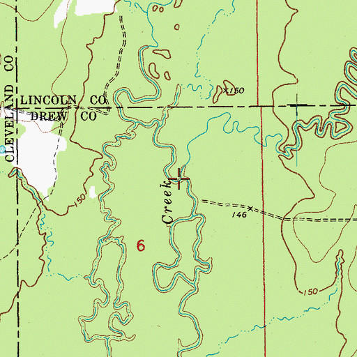 Topographic Map of Tenmile Creek, AR