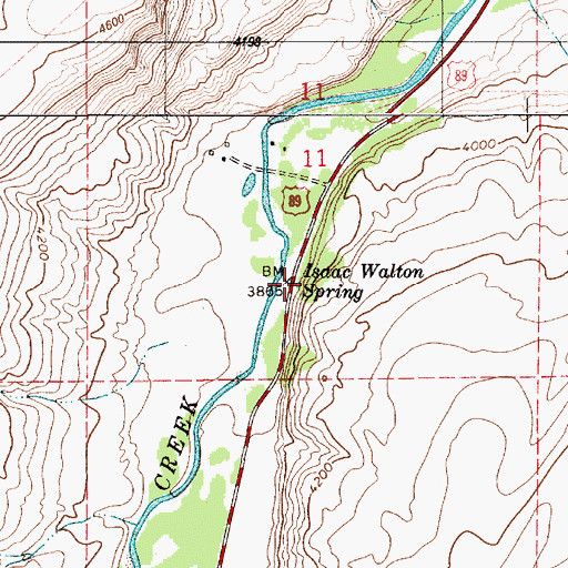 Topographic Map of Isaac Walton Spring, MT