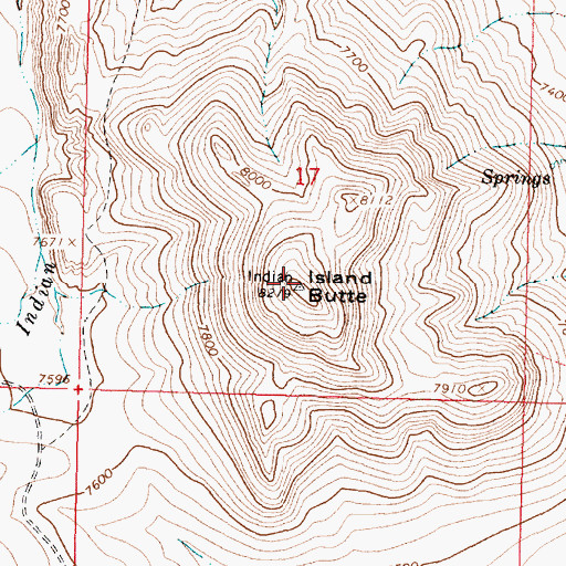 Topographic Map of Island Butte, MT