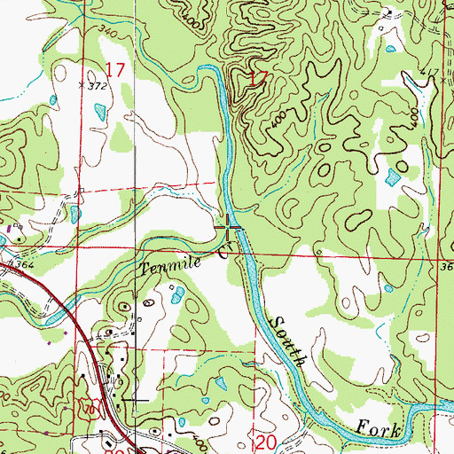 Topographic Map of Tenmile Creek, AR