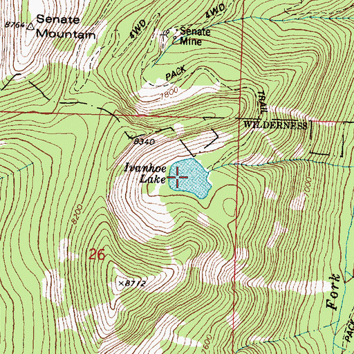Topographic Map of Ivanhoe Lake, MT