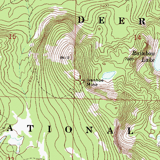 Topographic Map of Ivanhoe Mine, MT