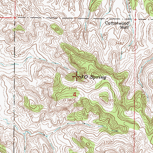 Topographic Map of J O Spring, MT