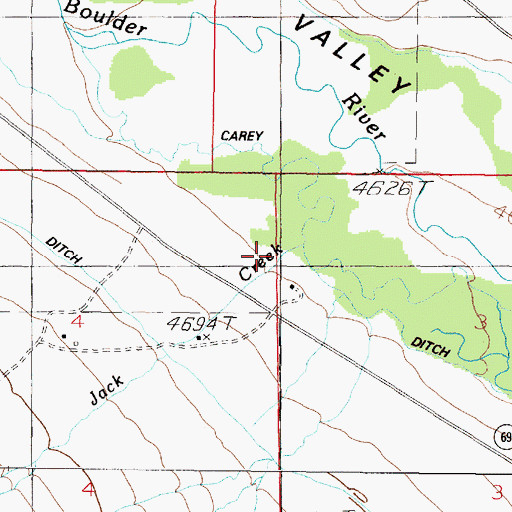 Topographic Map of Jack Creek, MT