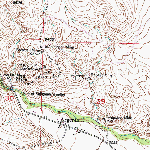 Topographic Map of Jack Rabbit Mine, MT