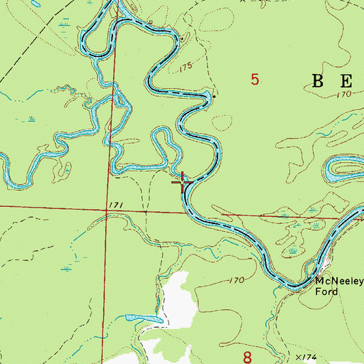 Topographic Map of Terre Rouge Creek, AR