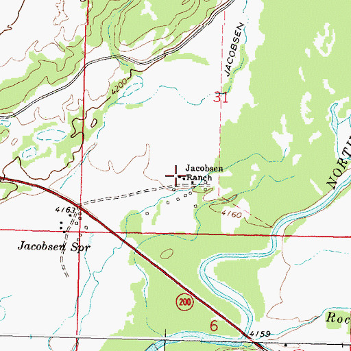 Topographic Map of Jacobsen Ranch, MT