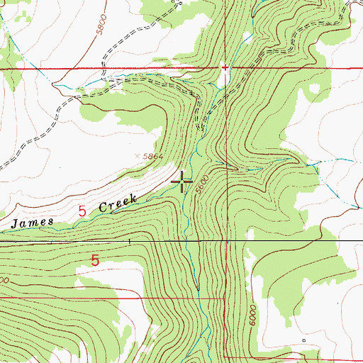 Topographic Map of James Creek, MT