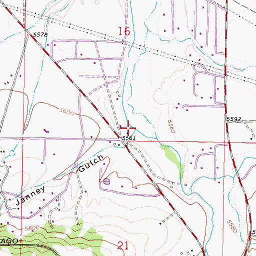 Topographic Map of Janney Gulch, MT